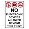 Weatherproof Plastic Vertical No Electronic Devices Allowed Beyond This Point
