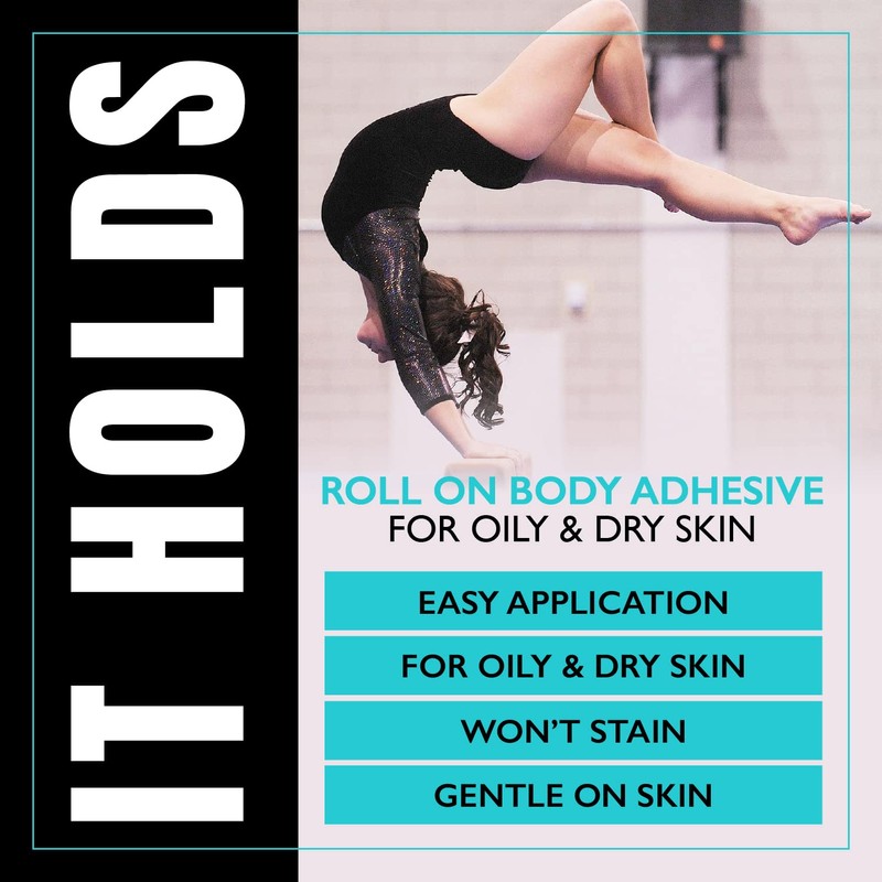 Fabric & Body Adhesive Roll On Glue for Skin, Clothing,