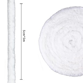 Faux Fur Ribbon Border Trim Fabric Roll Plush Ribbon for Clothes Supplies Christmas Tree Decorated Garland Packaging Wedding Cuddly Toy Decoration 5 m White