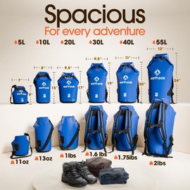 Earth Pak Waterproof Dry Bag - Roll Top Waterproof Backpack Sack Keeps Gear Dry for Kayak - color: Blue, size: 10L