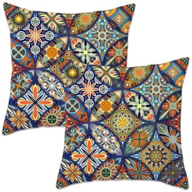 Betadistor Floral Cushion Covers 45x45 cm Pack 2, 18 x 18 Inches Boho Cushion Cases Home Decorative Pillow Covers for Sofa Couch Car, Flowers, 504-0064