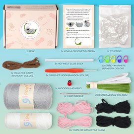 Gipony Beginner Crochet Tool kit, Capable of Making 1 Koala, Simple Yarn, Equipped with Step-by-Step Video tutorials, Adult Crochet DIY Supplies, Crochet Animals