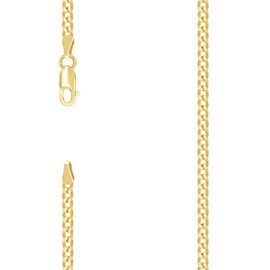 JewelryWeb 925 Sterling Silver Solid Super Flat Comfort Curb Chain Yellow 2.8mm Bracelet 7 Inch Link-Bracelet for Women and Men