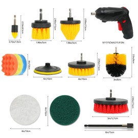 55pcs Drill Brush Attachment Set Cleaning Drill Scrubber Brush Kit with Cordless Screwdriver Drill Brush with Brush,Extend Long Attachment,Scouring Pads,Sponge,Polishing Pads for House,Car,BBQ