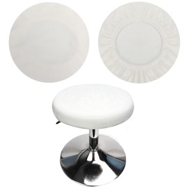 HuaLiSiJi Round Stool Covers 12-15.7 Inch/30-40cm Bar Stool Covers Velvet, Luxurious Fabric Stretchable Wrinkle Resistant Washable Dustproof (1, White)