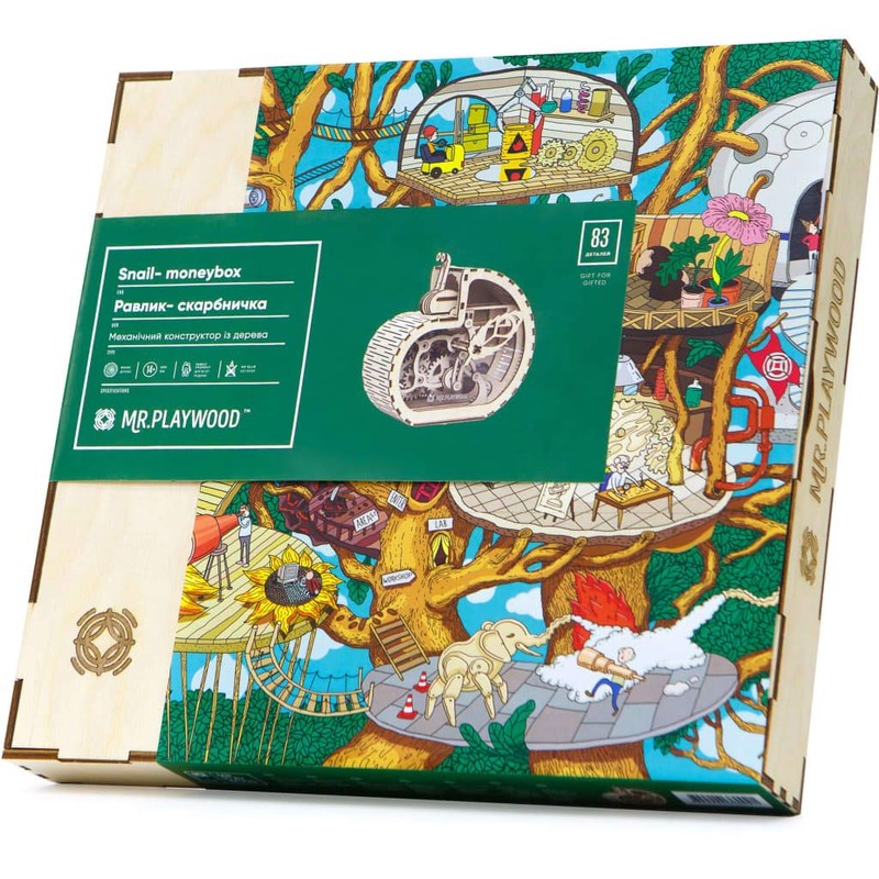 Wise Elk Snail Wooden Mechanical Model Kit