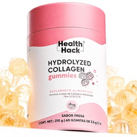 Colágeno Hidrolizado Gomitas 1910 Tipos Iii Ácido Hialurónico Vitamina Biotina Zinc Sabor Fresa Azúcar Piel Cabello Uñas Porciones Health Hack