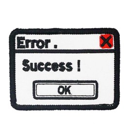 2 Pieces Embroidered Patch Error Success Badge with Hook Loop Backing for Backpacks Jackets Clothing Appliques