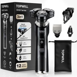 Electric Shaver for Men, 3-in-1 Rechargeable Razor and Trimmer