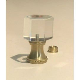 NEW: VINTAGE 2nd Quality CRYSTAL HEXAGON LAMP FINIAL 1-3/4"H, Tap 1/8IP & 1/4-27
