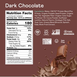OWYN - 100% Vegan Plant-Based Protein Shakes | Dark Chocolate, 12 Fl Oz (Pack of 4) | Dairy-Free, Gluten-Free, Soy-Free, Tree Nut-Free, Egg-Free, Allergy-Free, Vegetarian