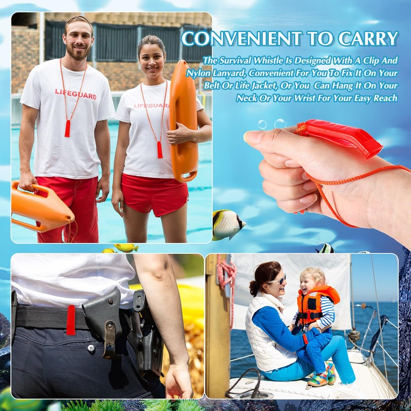 100 Pieces Emergency Whistle with Lanyard Safety Whistle Survival Whistle