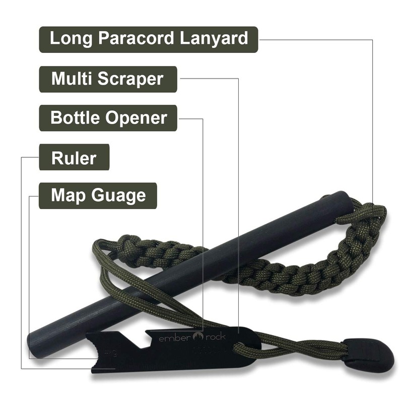 Ember Rock XXL Firesteel Fire Starter - Huge Survival Ferrocerium