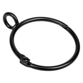 50-Pack Black Curtain Rings with Eyelets, Metal 1.5 Inch Drapery Ring, Hinge Snap-Joint Design, Fits Up to 1.25-Inch Curtain Rods