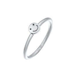 Elli Women's Ring with Smiling Face Trend Pinky Ring in 925 Sterling Silver, None