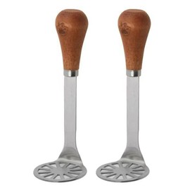 2 pcs Small Potato Masher Multifunctional Stainless Steel Masher for Mashing Baby Food & Vegetable with Wooden Handle Cooking and Kitchen Gadget