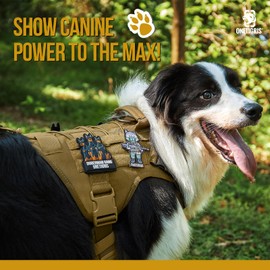 OneTigris Tactical Dog Harness Vest with Handle, Military Dog Harness for Large Medium Dogs,FIRE Watcher 2.0 No-Pull Service Dog Vest,Adjustable Dog Vest Harness for Walking Hiking Training(M,Brown)