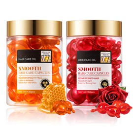 LZYLLS Rose Hair Serum & Honey Hair Serum for Women,Moisturizing Hair Oil for Hair Styling,Hair Care Conditioner for All Hair Types,30 Capsules