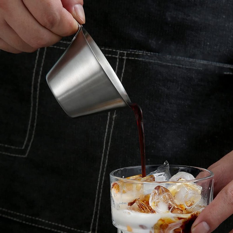 Lobamop 2er-Pack 90 Ml Espresso-Messbecher Edelstahl-Ausgießbecher mit für Kaffee-Espresso