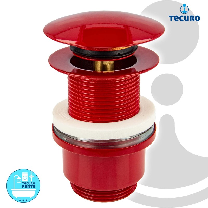 Tecuro EW-Haustechnik Click-Clack Sink Drainage Plug Red with Pushfu for