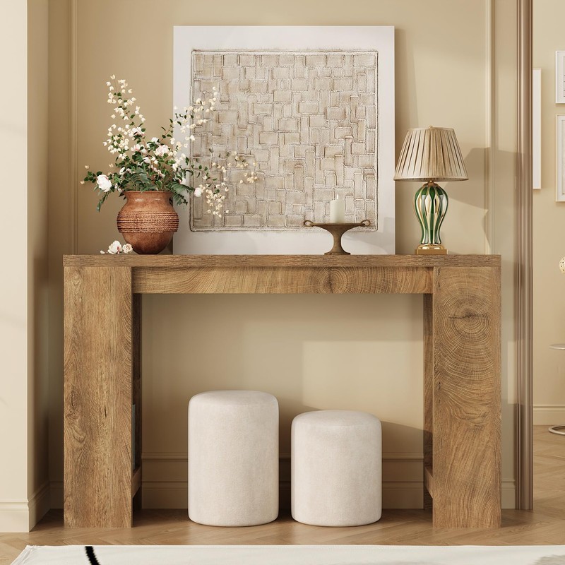 Tohomeor Entryway Console Table, Farmhouse Narrow Sofa Table Behind Couch,