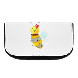 Mr. & Mrs. Panda Cosmetic Bag Bee Flower, White, Hand Drawn