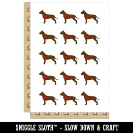 American Staffordshire Terrier Amstaff Dog with Heart Temporary Tattoo Water Resistant Fake Body Art Set Collection - 15 2" Tattoos (1 Sheet)