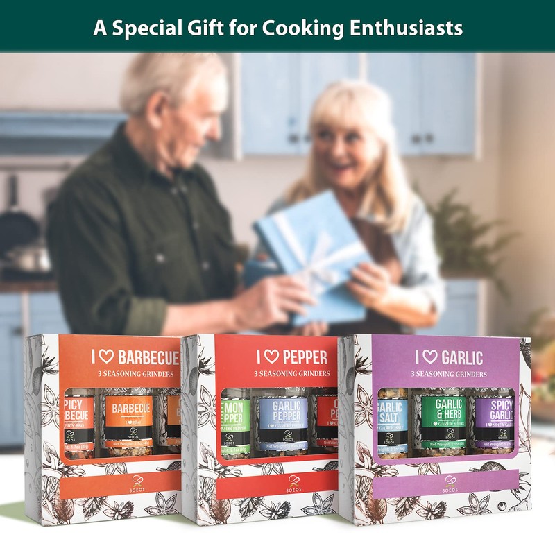 Soeos Spice Seasoning Set of 9 Individual Spice Grinder, Pure