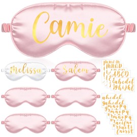 Yearntown 17 Pcs Bridal Party Favors Set Bride Sleep Mask DIY Name Bridesmaids Proposal Gift Eye Mask with 11 Gold Letter Heat Transfer Stickers Bachelorette Party Favors for Engagement Wedding