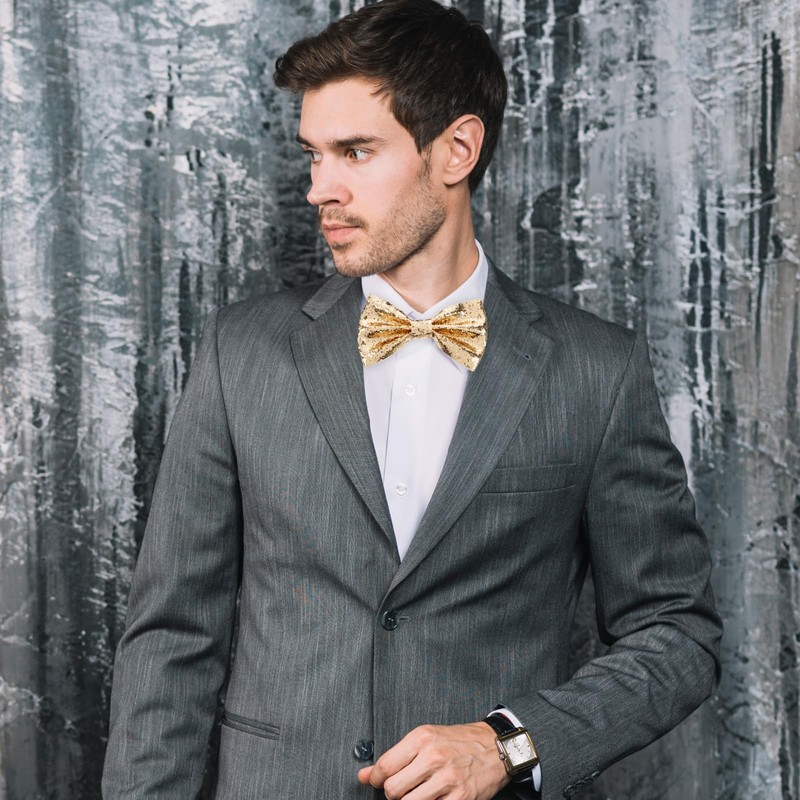 YQQYG Sequin Bow Tie, Gold Bowtie for Men Bow Ties