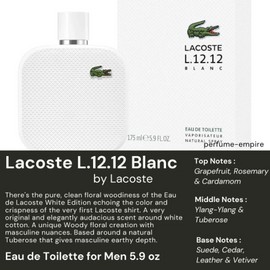 Lacoste L.12.12 Blanc by Lacoste cologne for men EDT 5.9 oz New in Box