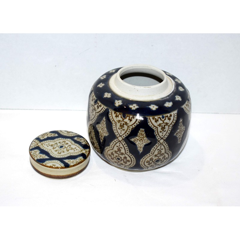 Ginger Jar New 5" Beautiful Oriental Ornate Floral Pattern Dark