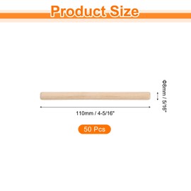 uxcell 50Pcs 5/16" x 4-5/16" Wooden Dowel Pins, Wood Dowels Rods, Furniture Woodworking Grooved Fluted Pin, Wooden Dowels Fluted for Craft, DIY Projects