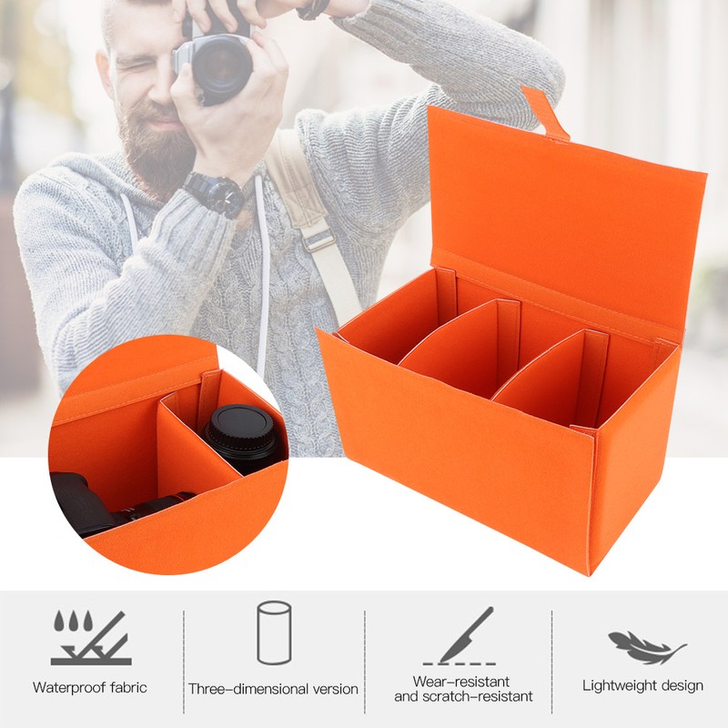 Camera Bag Waterproof Dustproof Detachable Shockproof SLR Camera Lens BagOrange