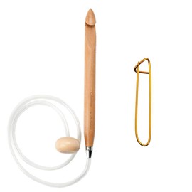 ChiaoGoo Knitting Needles Flexible Crochet Hook 24 inch (61cm) Bamboo Dark Patina Crochet Hook Size US H (5mm) Bundle with 1 Sturdy Stitch Holder 5124-H