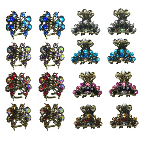 2 Set of 8, 16 Count, Mini Metal Hair Claws,