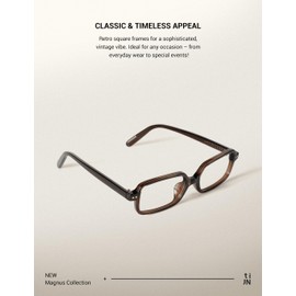 TIJN Olisa Vintage Square Blue Light Blocking Glasses, Lightweight Retro Full Rim Eyeglass Frames for Women & Men (Brown)