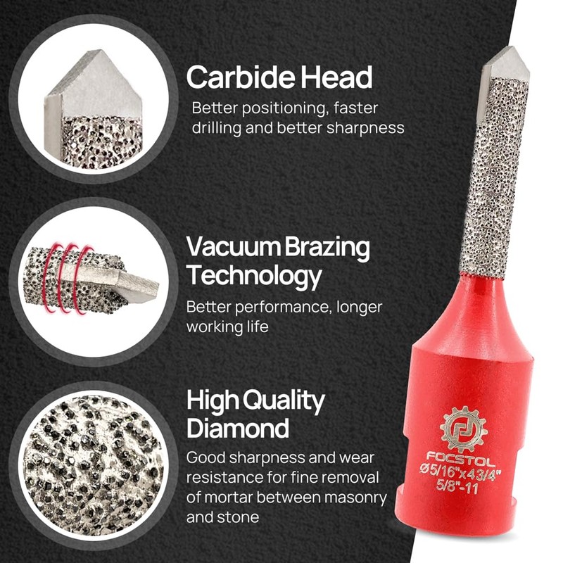 FOCSTOL Diamond Mortar Raking Bit - Mortar Router Bit with