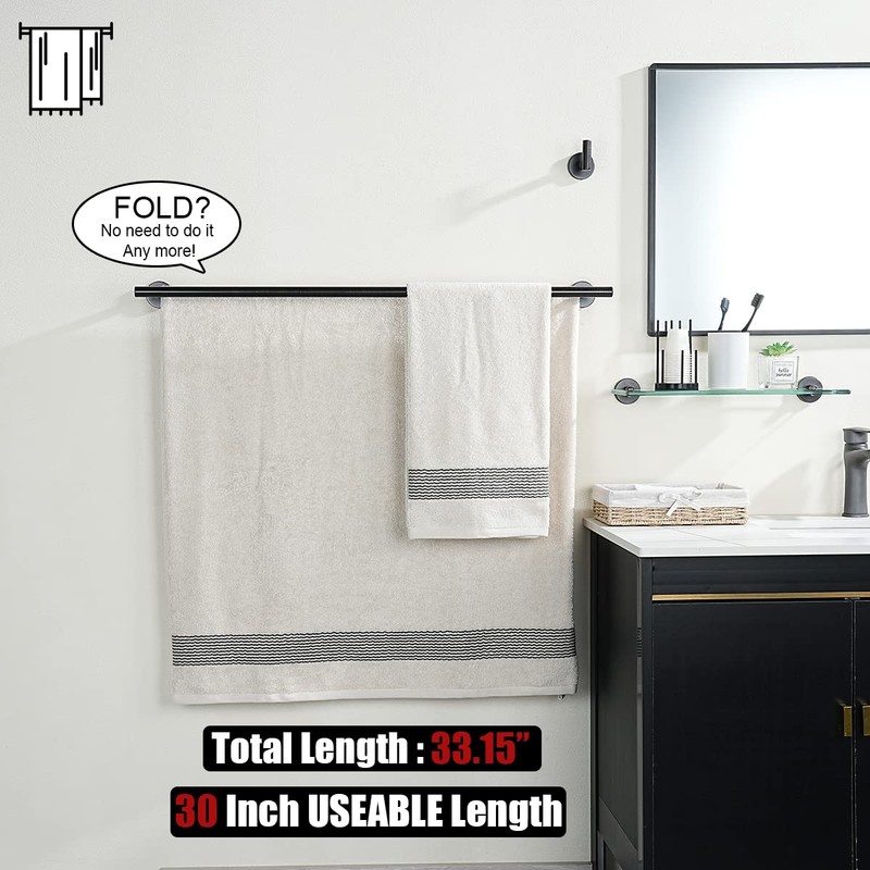 JQK Double Bath Towel Bar, Oil Rubbed Bronze 33 Inch