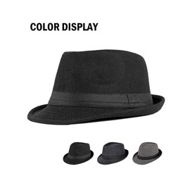 FBBULES Fedoras Trilby Hats Unisex Classic Bowler Caps Gangster Fascinators Panama Hat Vintage Style Roll-up Short Brim Jazz Hat for Adult Men Woman 56-58CM