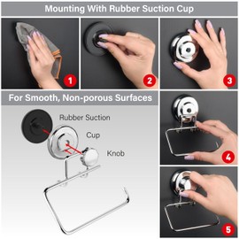 HASKO accessories - Powerful Vacuum Suction Cup Toilet Paper Holder – Wall Mount Stainless Steel Tissue Roll Dispenser for Bathroom & Kitchen – Can be Mounted on Clean Flat Smooth Surface (Chrome)
