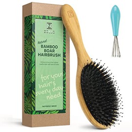 Cepillo de cerdas de jabalí natural para mujeres, hombres y niños; cepillo desenredante seco y húmedo mejora suavemente el brillo, suaviza el encrespa