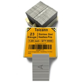 Toicann 23 Gauge Stainless Steel Pinner Nails 9000 pcs Headless Pin Nails for 23 GA Pneumatic or Electric Pinner or Pin nail gun, Ideal for Fine Woodworking or Trim Work (1-3/8 inch (9000 pcs))