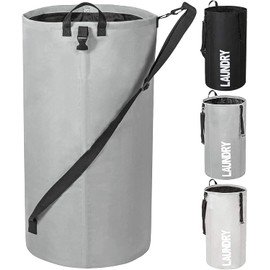 WISHPOOL Bolsa de lavandería extragrande de 106 L, bolsa de lavandería, plegable, cesta de lavandería, cesta de lavandería grande, cesta para ropa sucia (gris)