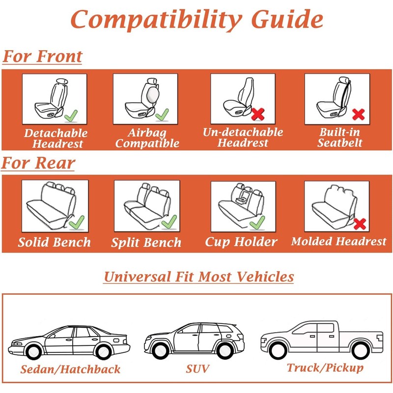 Coverado Leather Seat Covers for Car, Waterproof Front Car Seat