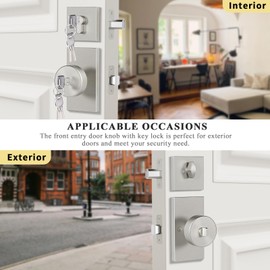 HIEMEY Brushed Satin Nickel Exterior Door Knob with Deadbolt and Key