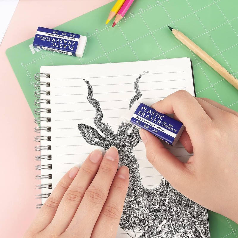 3 Pcs Soft Plastic Erasers White Pencil Eraser for School