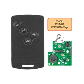 433 MHz Car 4 Button Remote Key for Renault Megane Fluence Laguna Clio Captur Koleos Clio 4 Remote Control Key ID4A Chip with Screwdriver and Key Ring