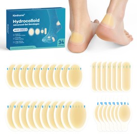 Hydrocolloid Blister Bandages Pads for Feet - Kimihome 34ct Adhesive Blisters Bandages - Gel Blister Protection for Heels, Foot, Toe, Finger - Travel Essentials for Calluses,Bunion (Variety Pack)