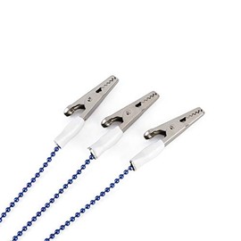 Annhua Dental Bib Holder Clips Flexible, Lanyard Neck Strap Napkin Ball Chain Clips Blue Sterilizable (Pack of 3), Easy to Use and Portable, 18.9 Inches Length